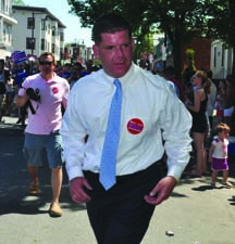 Rep. Marty Walsh: Walked/ran parade route with large contingent. Photo by Bill Forry
